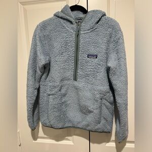 Patagonia Blue/Grey Hooded Fleece Jacket Size “M”